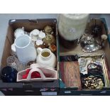 A mixed lot comprising ceramics, glasses, coins,