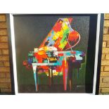 A large decorative framed print, entitled Piano Coloratura by P Robert approximately 89 cm x 89 cm.