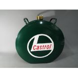 A circular Castrol fuel can [VCCRO]