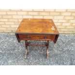 A small single draw occasional drop leaf table measuring approximately 53 cm x 46 cm (73 cm) x 38