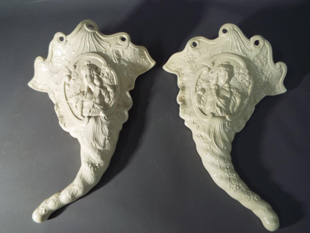 A pair of Wedgwood Cornucopia wall plaques