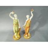 Royal Worcester - a pair of Royal Worcester figurines tallest being approx 26cms (h) Condition: no