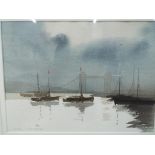 John Lawrence - watercolour by John Lawrence with a nautical theme, mounted and framed under glass,