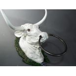 A cast iron wall mounted cow head approx 30cm (h)