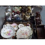 A mixed lot of ceramics and metalware to include silver plate,
