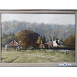 John Lawrence - oil on board by John Lawrence depicting a rural landscape, framed,