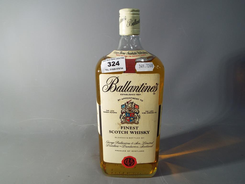 A bottle of Ballantine's finest Scotch whisky,