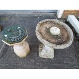 A good quality garden sun dial approx 67cm (h) and a bird bath [2] This lot must be paid for and