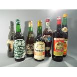 Seven bottles of drink to include Dubonnet, Pisco, Bonfleeur and similar.