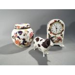 Two pieces of Mason's ironstone Mandalay pattern to include mantle clock and a ginger jar,