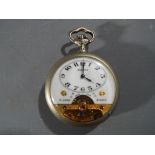 A white metal cased Hebdomas 8 day pocket watch Condition Watch running at the time of