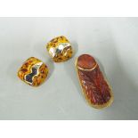 An amber style pin brooch and earrings This lot must be paid for and removed no later than close