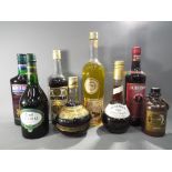 Eight bottles of drink to include cherry brandy liquor, apricot brandy, sherry,