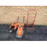 A Flymo Rollermo Electric lawn mower and trolley [2].
