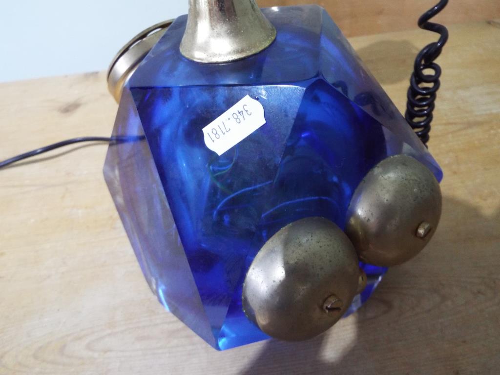 A vintage Italian salon telephone with faceted blue glass body with gilded metal mounts, - Image 2 of 3