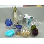 Glassware - a collection of good quality glassware to include a retro splatter vase approx 49cms