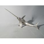 A Spanish articulated silver model of a swordfish,