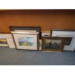 A quantity of framed pictures to include limited edition prints, an oil and similar,