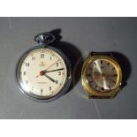 A gold plated Lonstar De Luxe gentleman's wristwatch (lacking strap) and a white metal Smiths