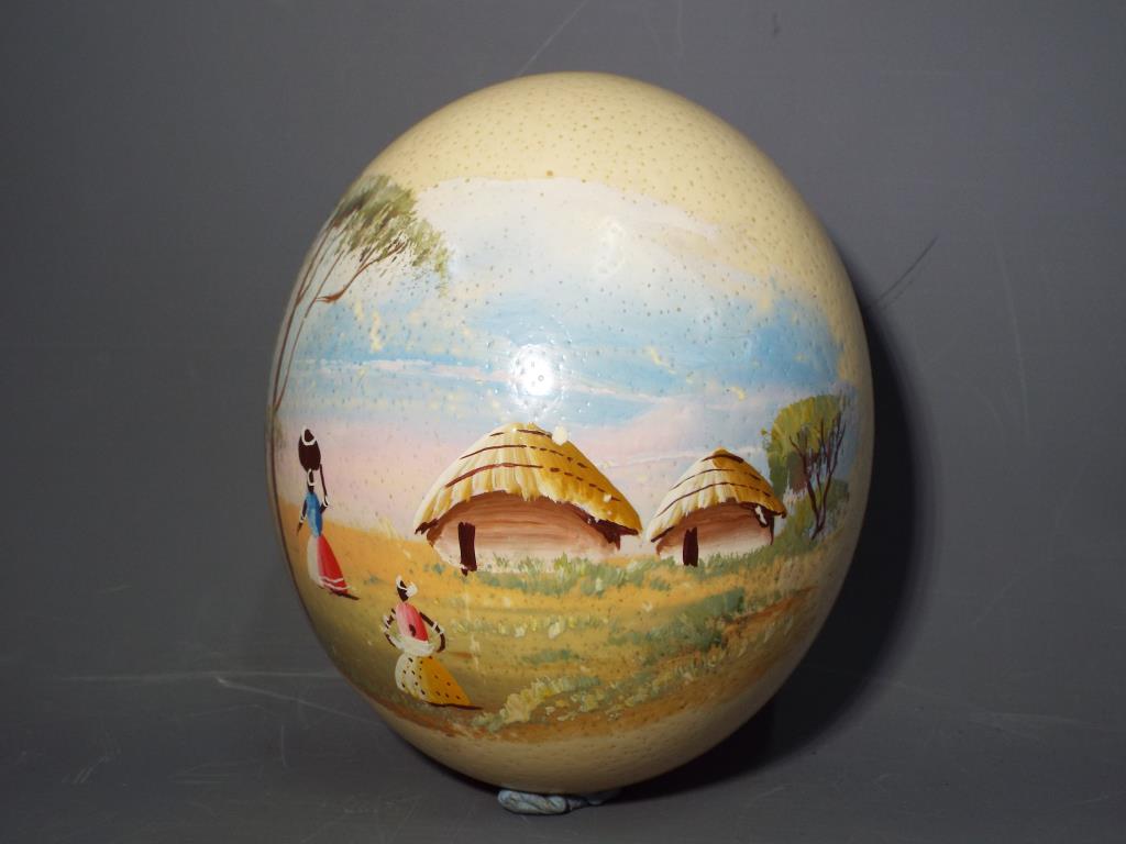 A hand-painted ostrich egg,