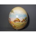 A hand-painted ostrich egg,