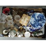 Mixed lot to include ceramics, glassware, plated ware and similar.