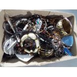 A boxed containing a quantity of predominantly modern costume jewellery, to include necklaces,