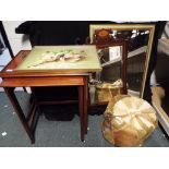 A mixed lot to include two occasional tables, a serving tray,