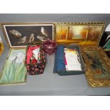 A good mixed lot to include a quantity of paintings, heavy art glass vase,