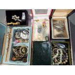 A good mixed lot of costume jewellery to include brooches, necklaces, bracelets and paired earrings,