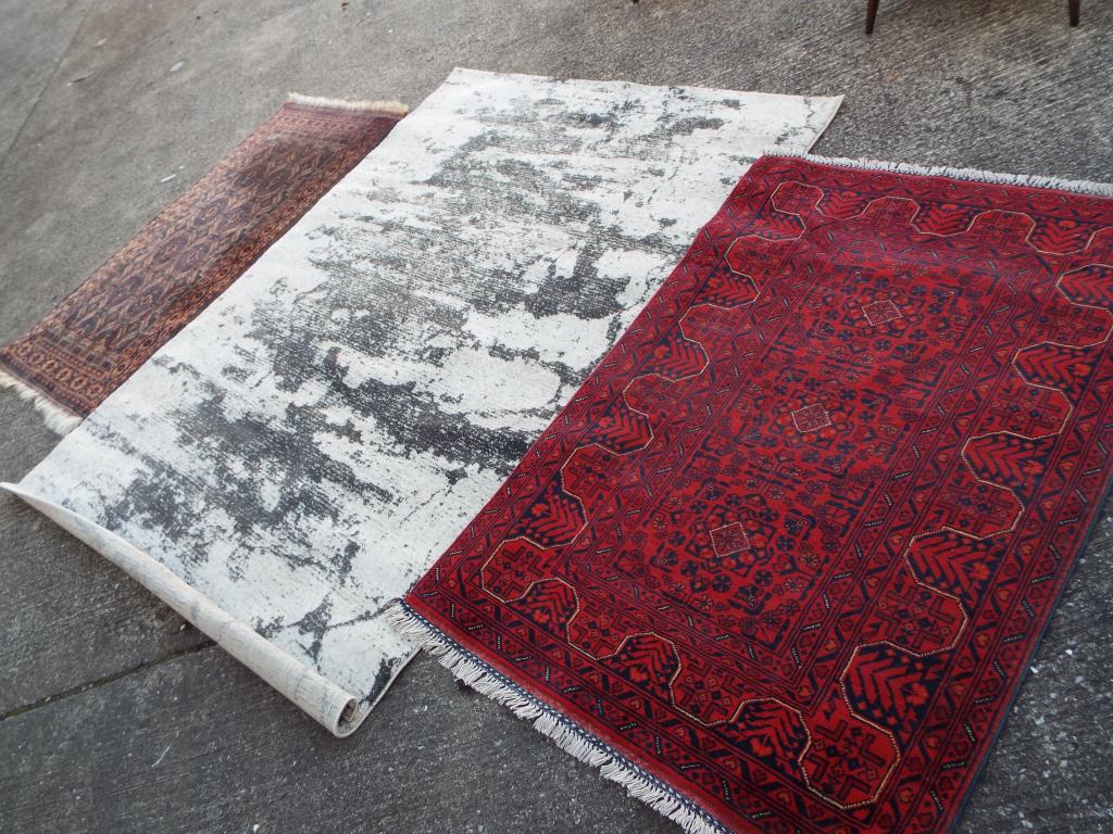 Three rugs largest approx 160cm x 220cm [3] This lot must be paid for and removed no later than