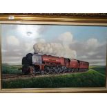 J Shimming - an oil on canvas depicting a locomotive entitled The City of Liverpool 46247,