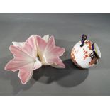 Royal Crown Derby and Royal Worcester - a Royal Crown Derby coal scuttle sugar bowl,