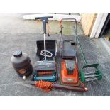 A good mixed lot to include Black and Decker lawn raker LR400, a Flymo Sprintmaster XE250,