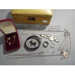 Silver - a vintage jewellery box containing a quantity of hallmarked silver and 925 silver,