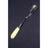 Victorian ivory handled silver cheese scoop,