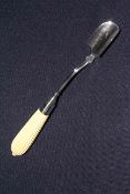 Victorian ivory handled silver cheese scoop,