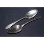 Two early 19th Century Irish silver bright cut tablespoons, one Samuel Neville, Dublin 1814,