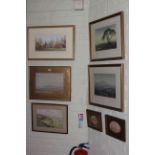 Collection of seven various framed watercolours