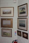 Collection of seven various framed watercolours