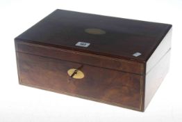 Victorian brass inlaid walnut writing box,