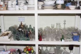 Collection of glassware including ink bottles, medicine bottles,