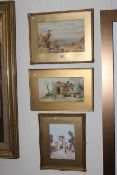 Three signed watercolours in gilt glazed frames