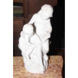 Large Parian figure of mother and child,