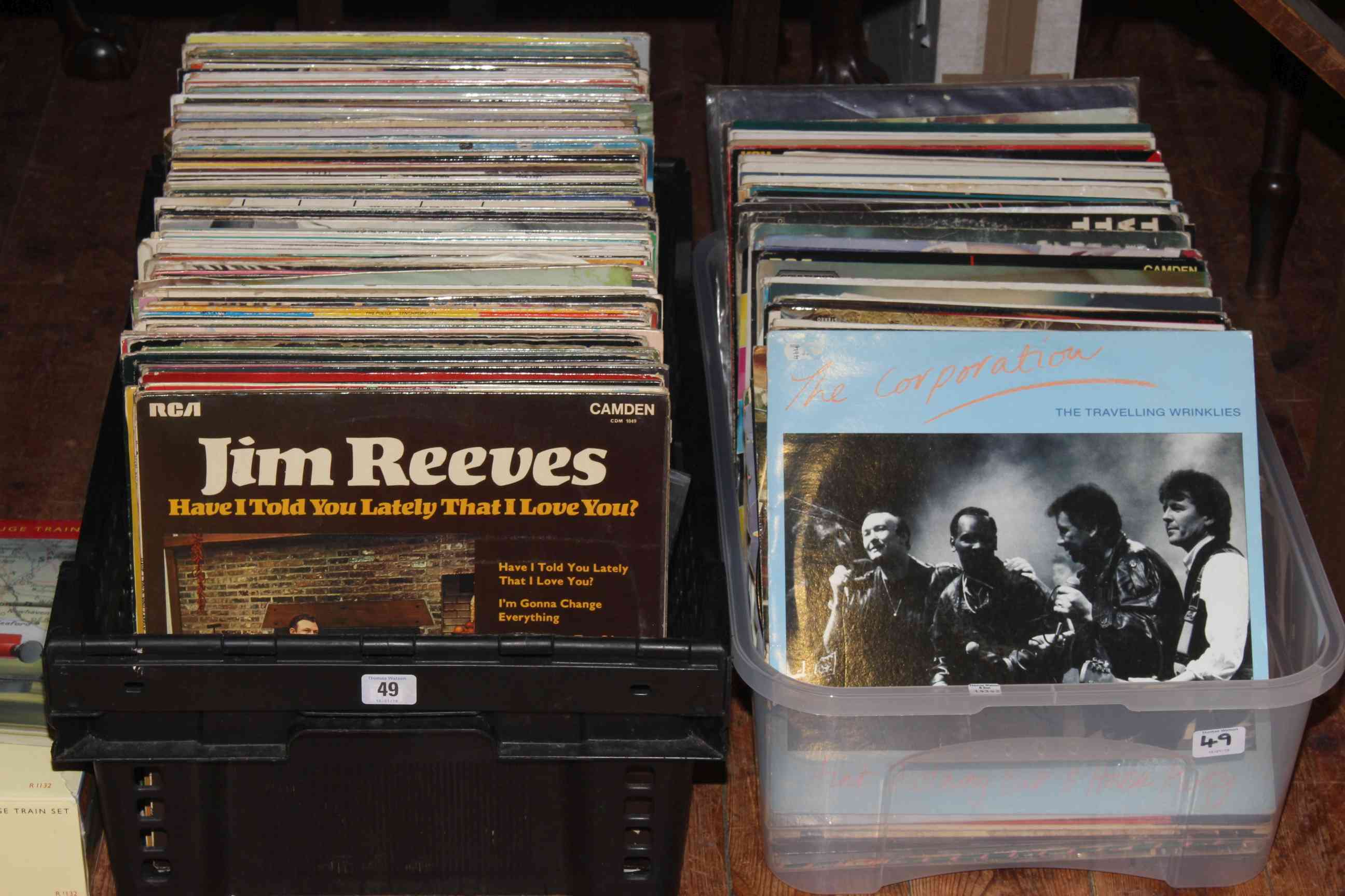 Two boxes of LP records