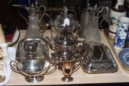 Collection of silver plated ware and pair of claret jugs