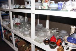 Large collection of glassware, china vases, wall pockets, German dinnerware,