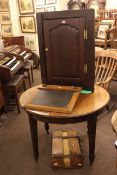 Early 20th Century circular mahogany centre table, 19th Century oak corner wall cabinet,