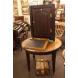 Early 20th Century circular mahogany centre table, 19th Century oak corner wall cabinet,