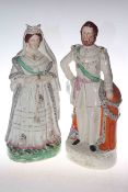 Pair of Staffordshire figures, Queen Victoria and Prince of Wales,